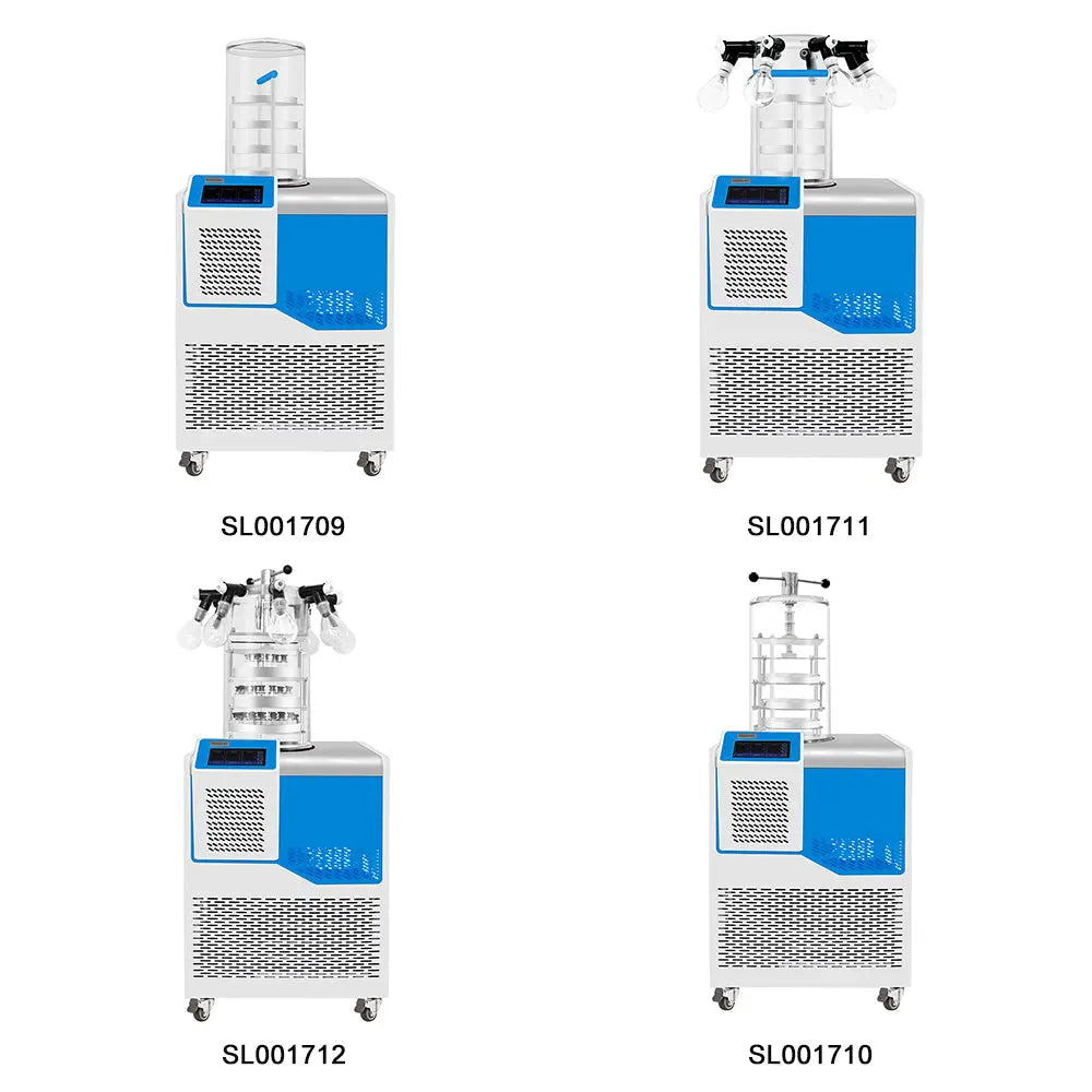 Close-up view showing the precise design and material of StonyLab Vertical Freeze Dryer with Vacuum Pump