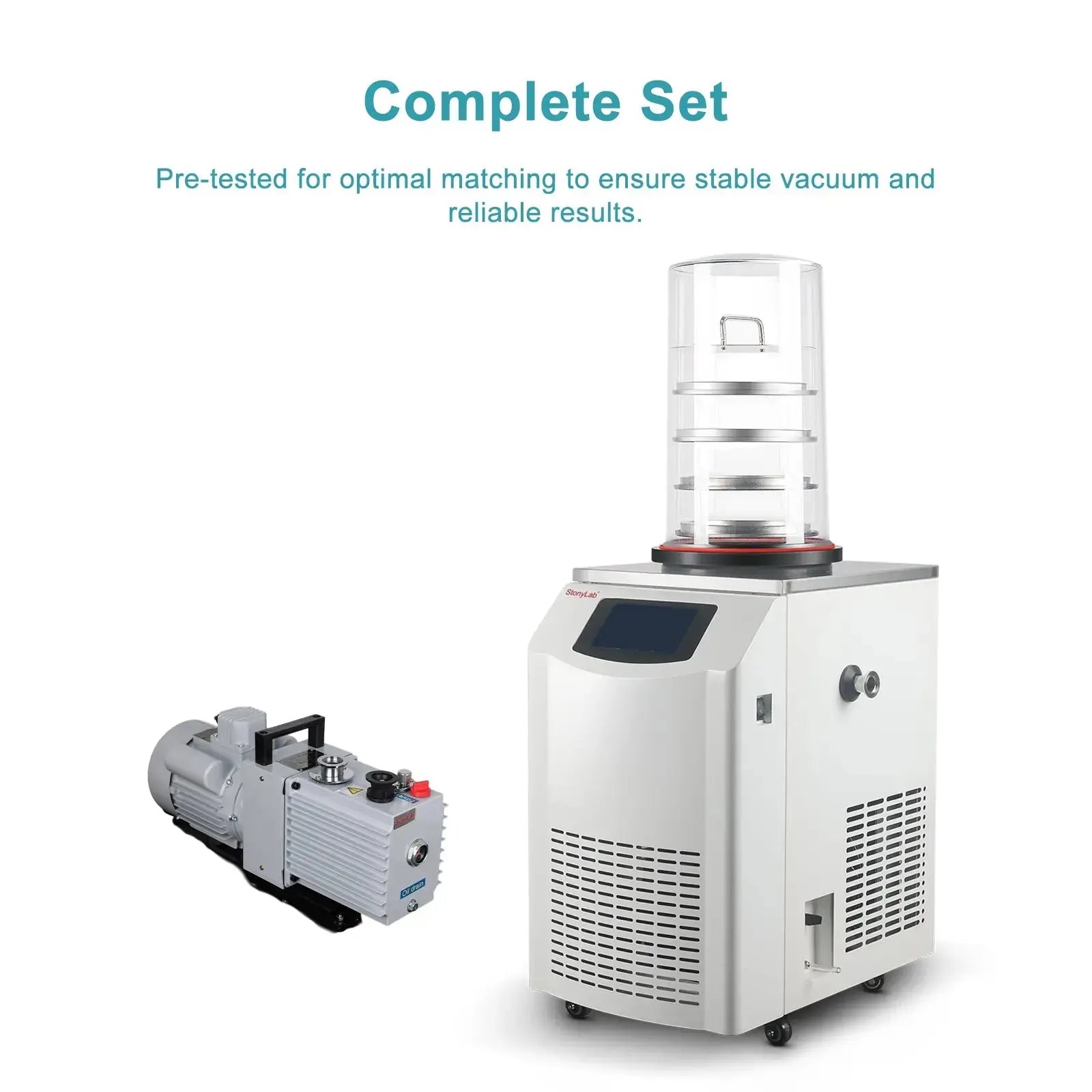StonyLab Vertical Freeze Dryer with Vacuum Pump heavy duty chemical processing configuration