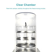 Internal heating chamber and shelving configuration of StonyLab Vertical Freeze Dryer with Vacuum Pump