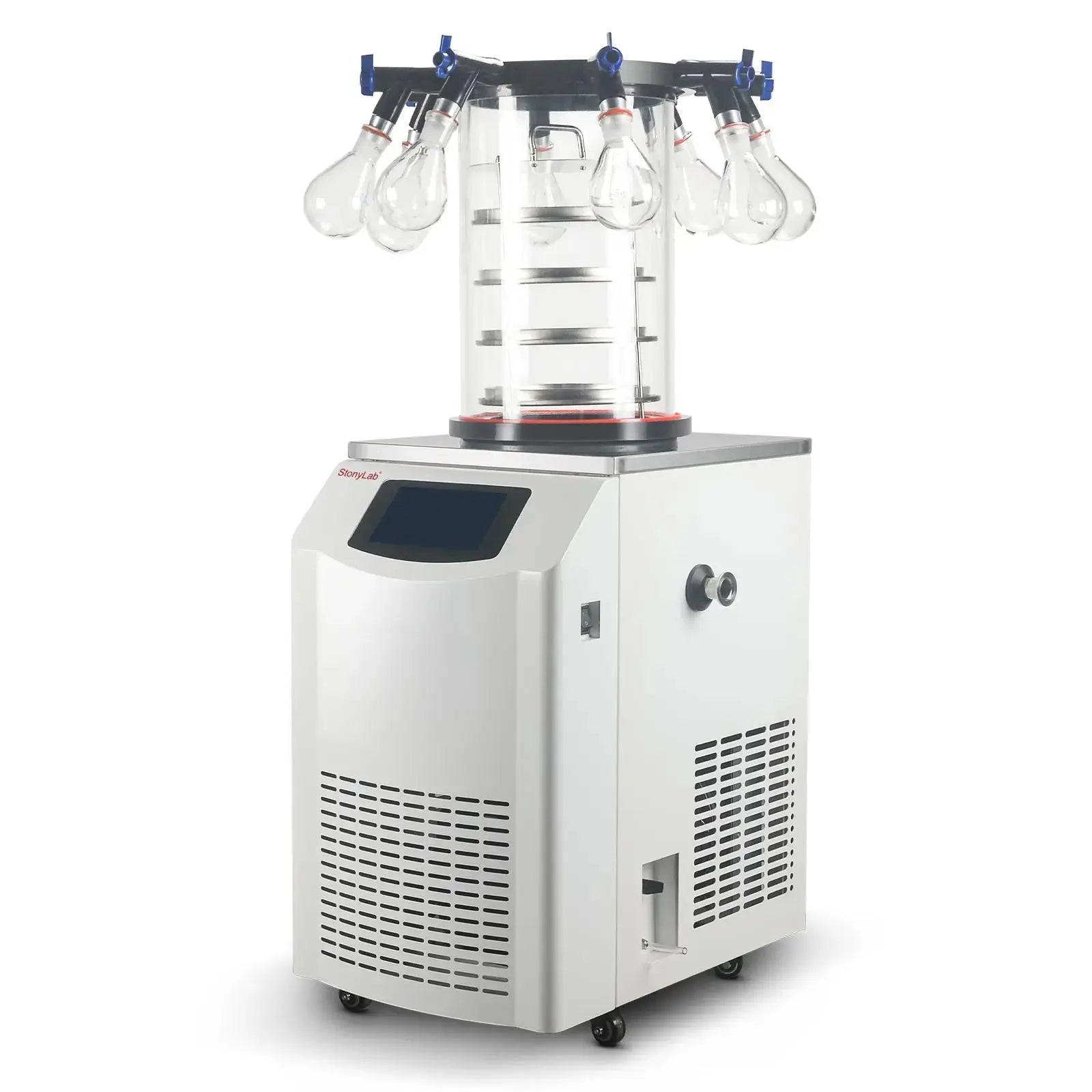 Comprehensive product view and setup components for StonyLab Vertical Freeze Dryer with Vacuum Pump