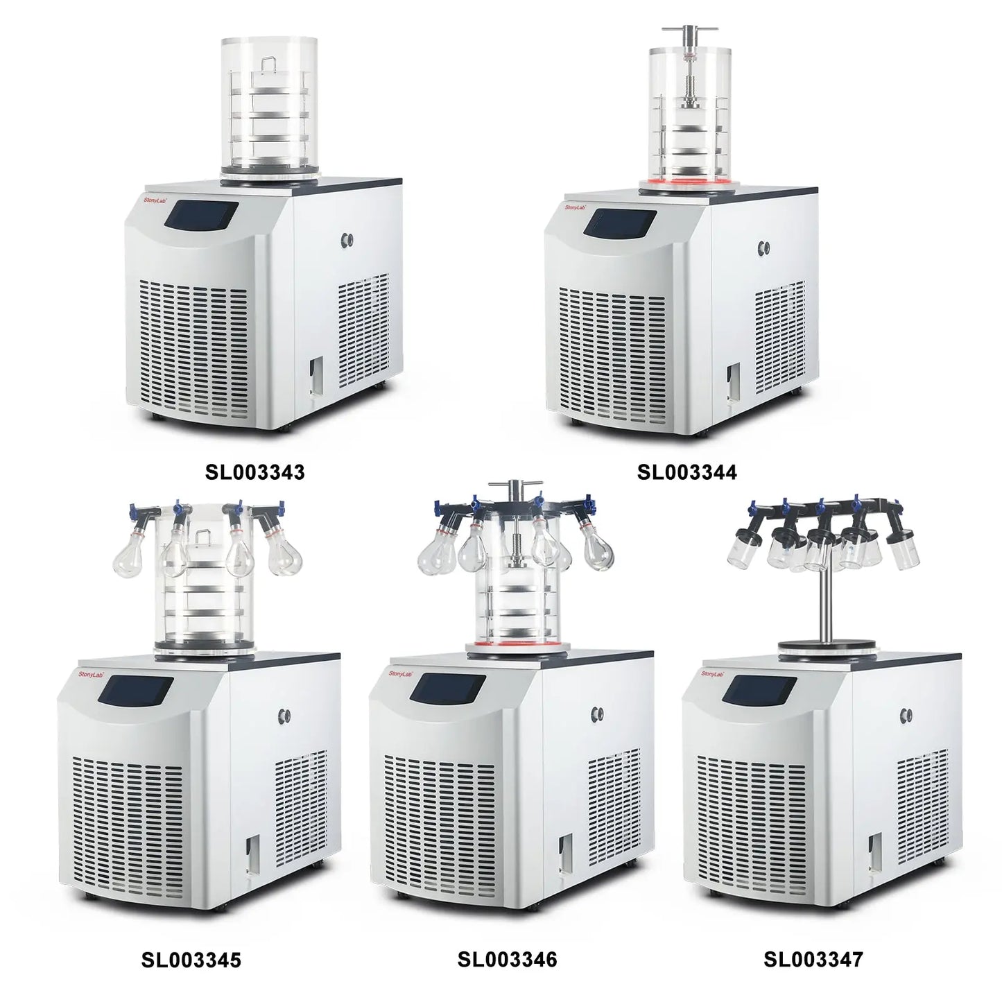 Vertical Freeze Dryer with Vacuum Pump, -60°C / -80°C Cold Trap, 0.092-0.18 m2 Drying Area, 6 kg/Batch Water Capture Capacity