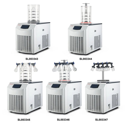 Vertical Freeze Dryer with Vacuum Pump, -60°C / -80°C Cold Trap, 0.092-0.18 m2 Drying Area, 6 kg/Batch Water Capture Capacity