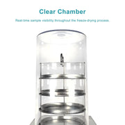 Internal heating chamber and shelving configuration of StonyLab Vertical Freeze Dryer with Vacuum Pump