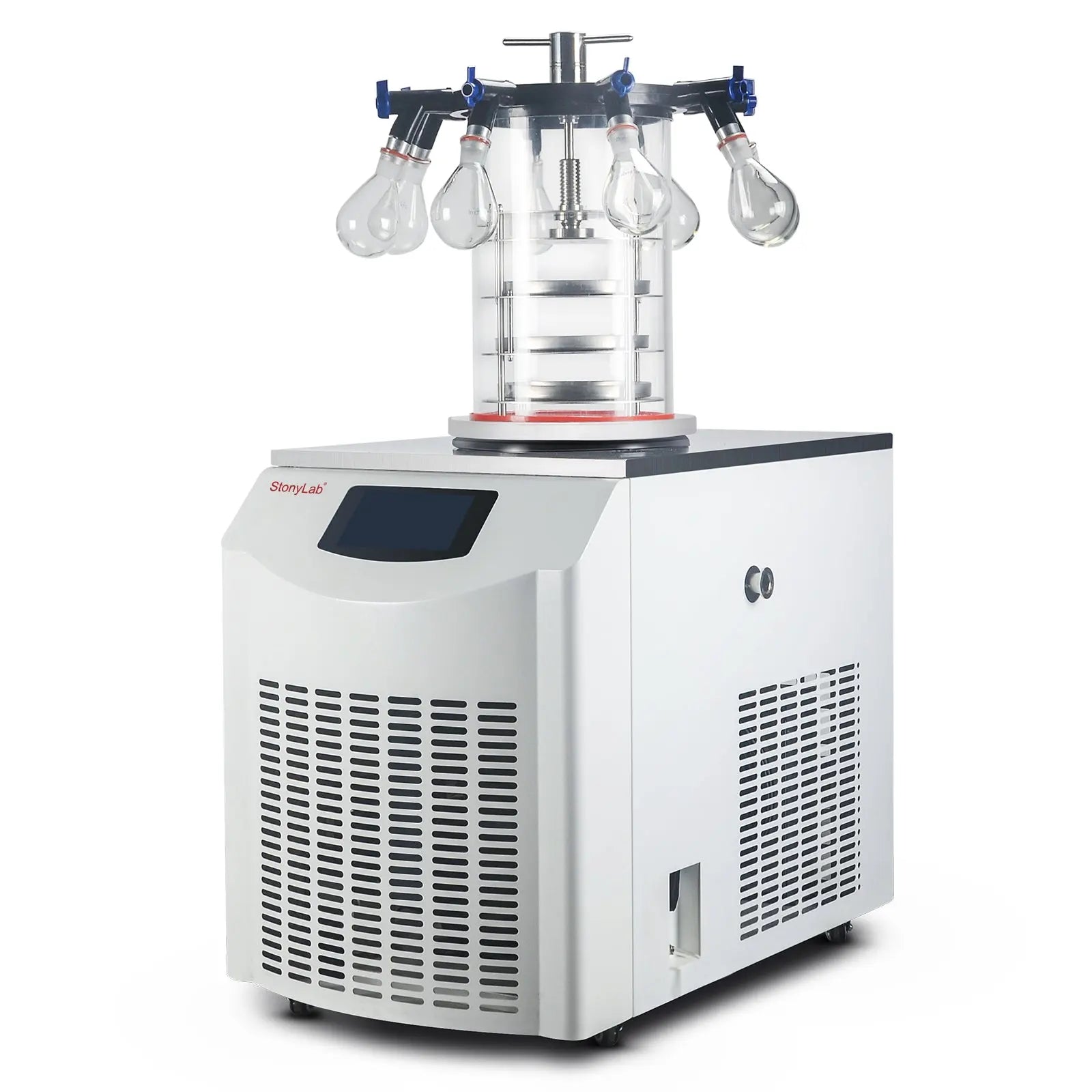 Comprehensive product view and setup components for StonyLab Vertical Freeze Dryer with Vacuum Pump