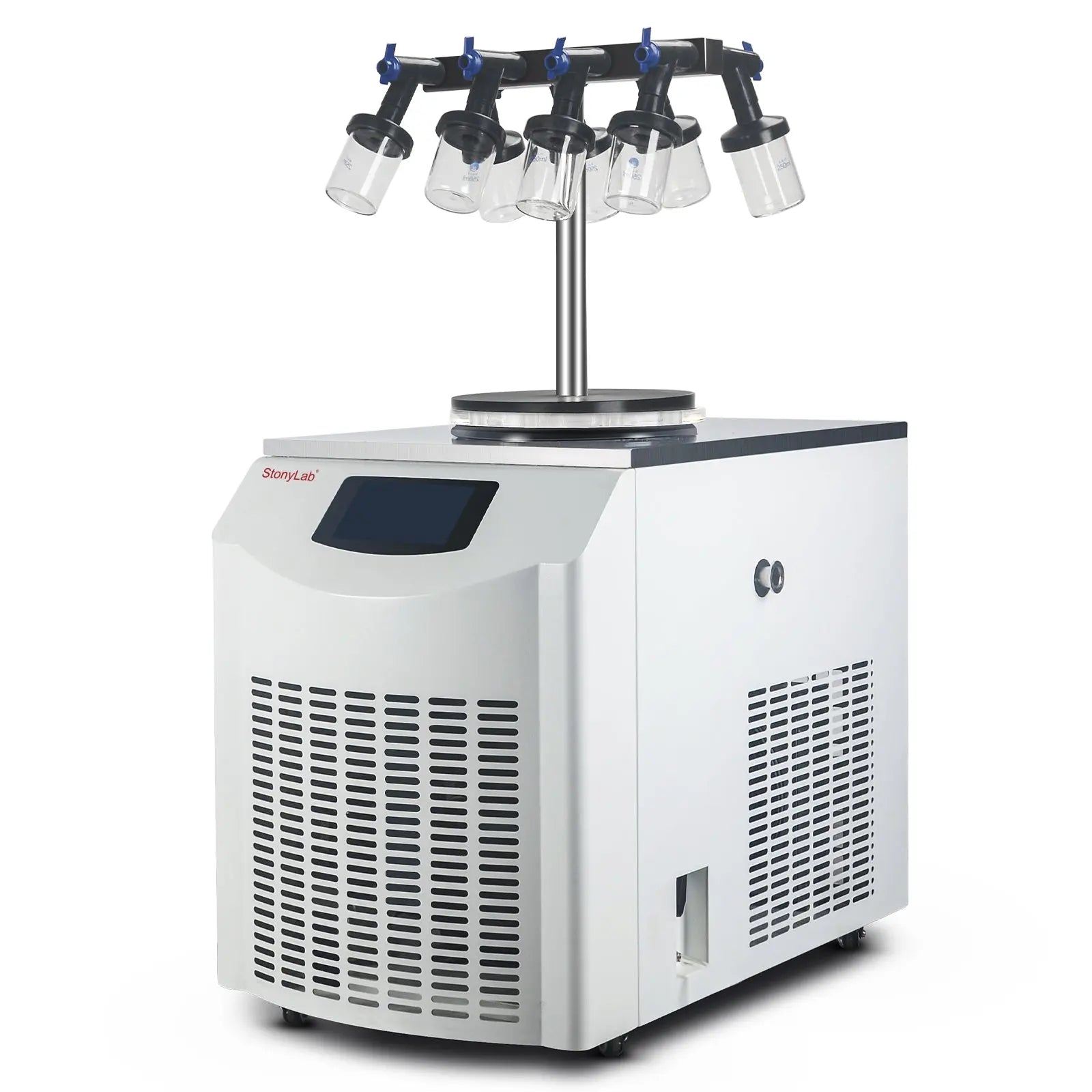 Comprehensive product view and setup components for StonyLab Vertical Freeze Dryer with Vacuum Pump