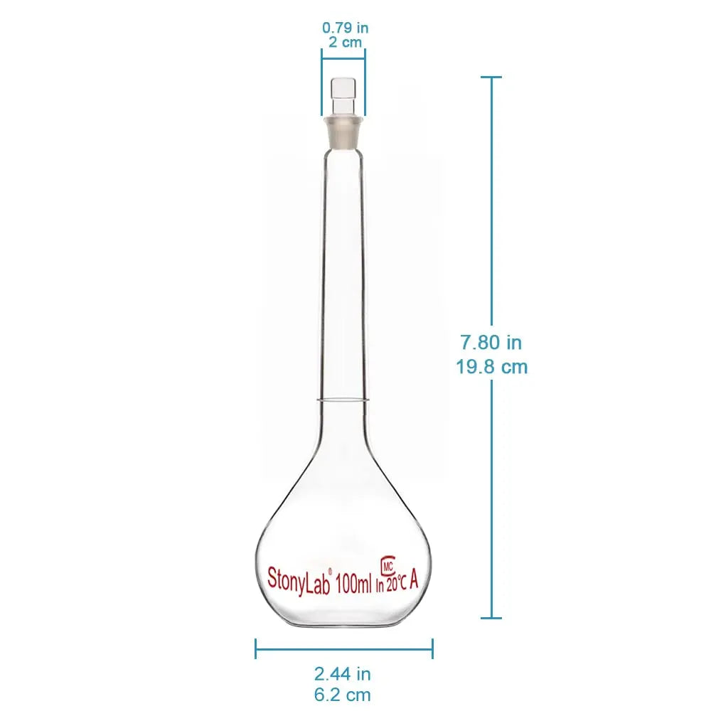 Volumetric Flask Class A with Glass Stopper, 10-1000 ml Flasks - Volumetric