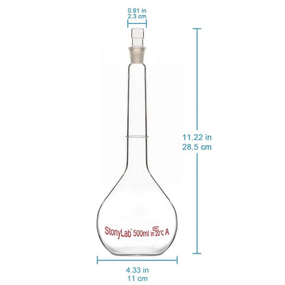 Volumetric Flask Class A with Glass Stopper, 10-1000 ml Flasks - Volumetric