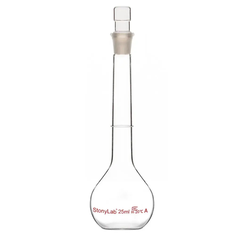 Comprehensive product view and setup components for StonyLab Volumetric Flask Class A with Glass Stopper