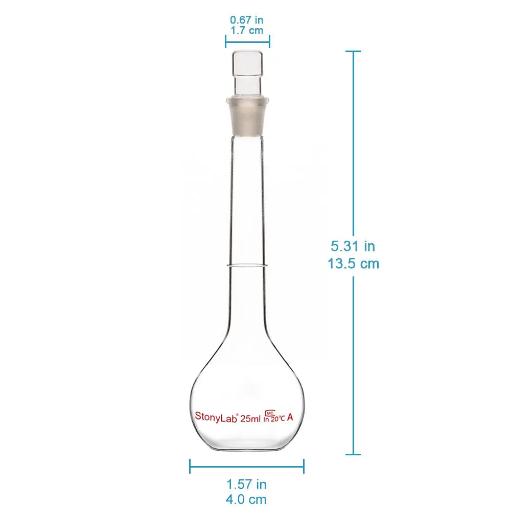 Volumetric Flask Class A with Glass Stopper, 10-1000 ml - StonyLab Flasks - Volumetric 25-ml