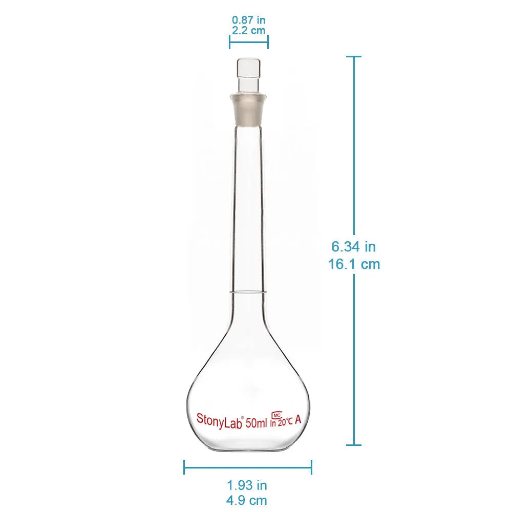 Volumetric Flask Class A with Glass Stopper, 10-1000 ml - StonyLab Flasks - Volumetric 50-ml