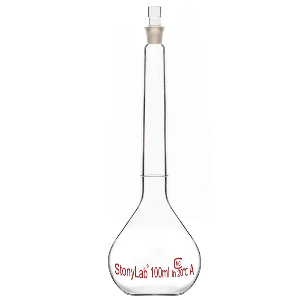 Comprehensive product view and setup components for StonyLab Volumetric Flask Class A with Glass Stopper