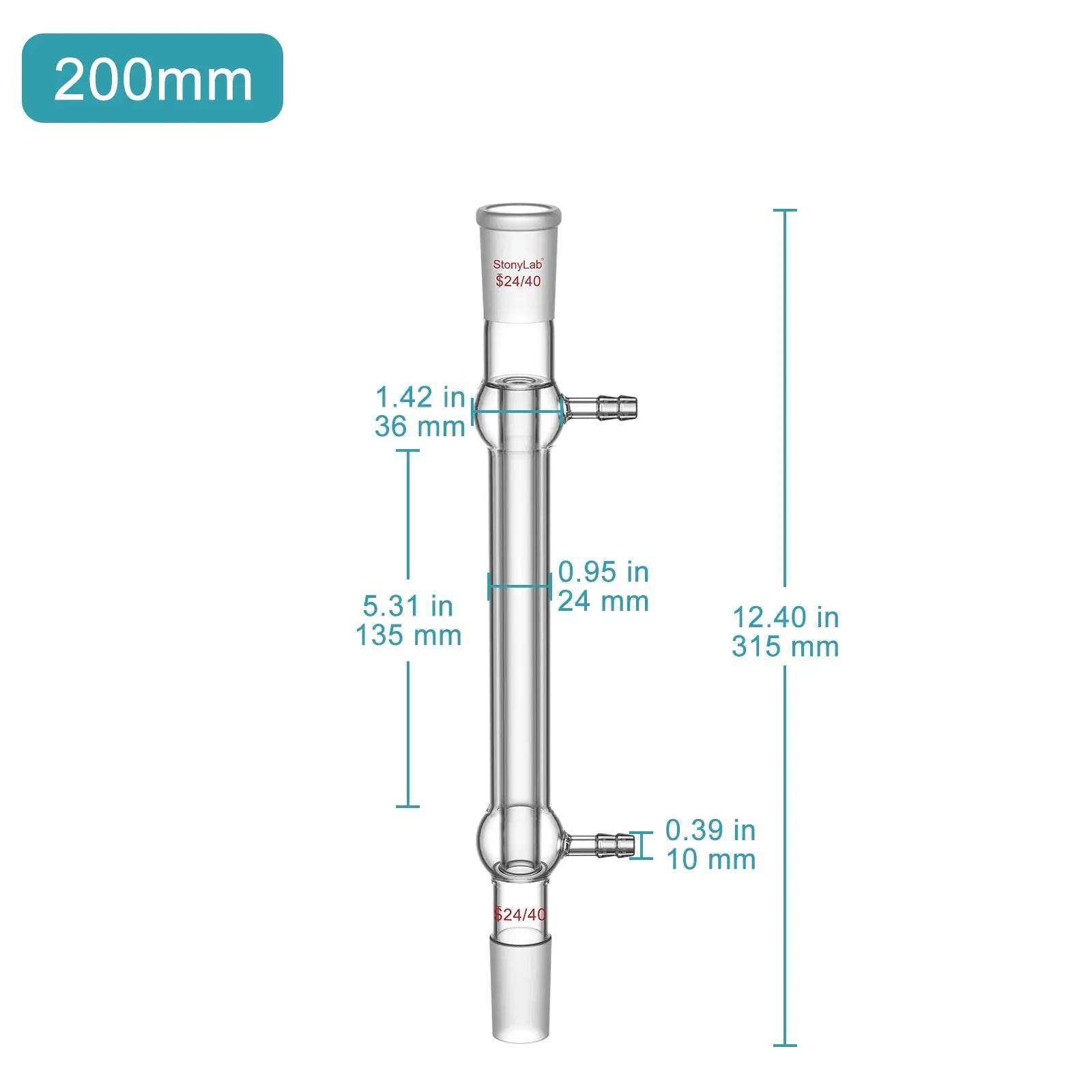 West Condenser, 200 mm Jacket Length, 24/40 Joint Condensers-Liebig Condensers