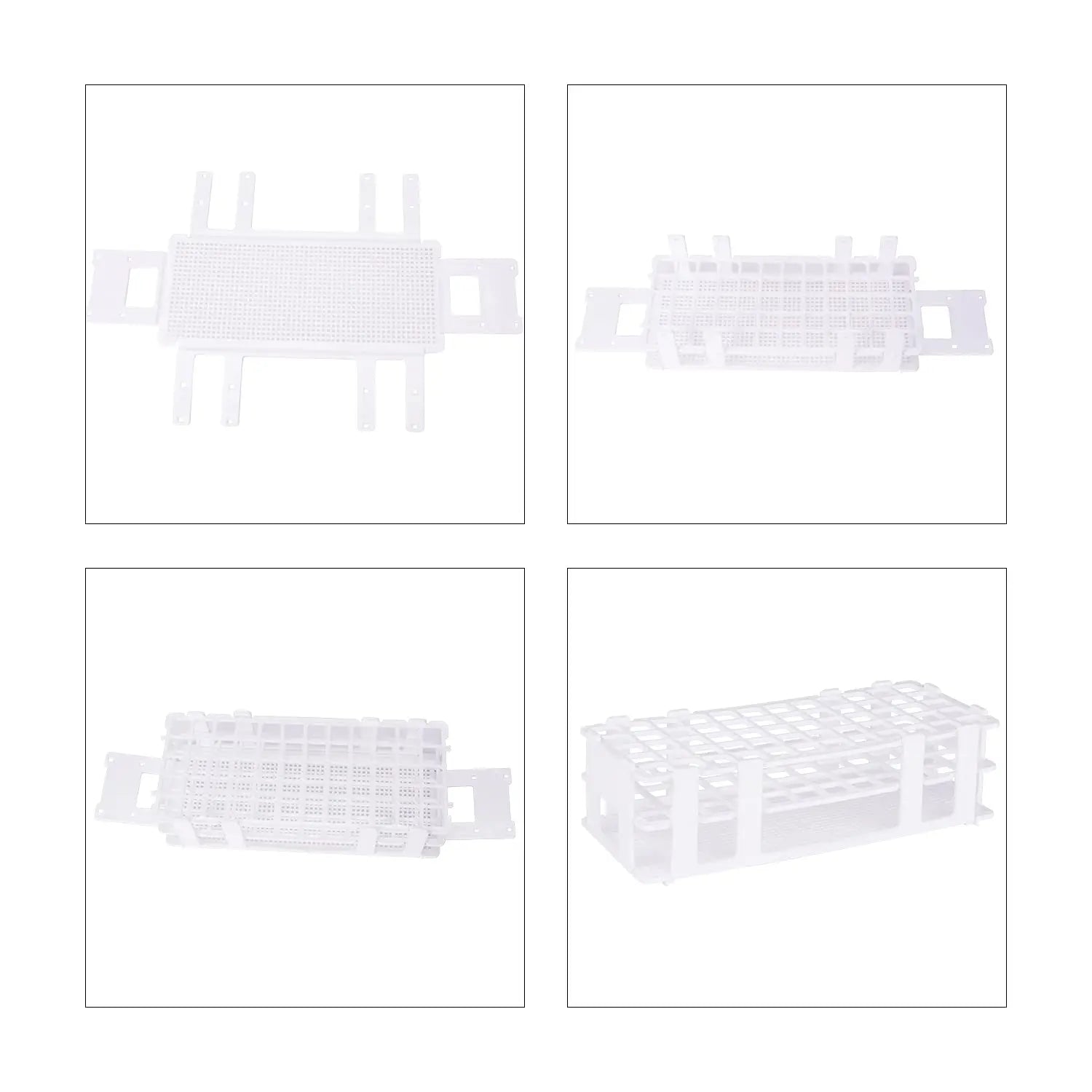 Alternative angle showing underlying build quality of StonyLab White Plastic Test Tube Rack