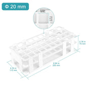 Comprehensive product view and setup components for StonyLab White Plastic Test Tube Rack