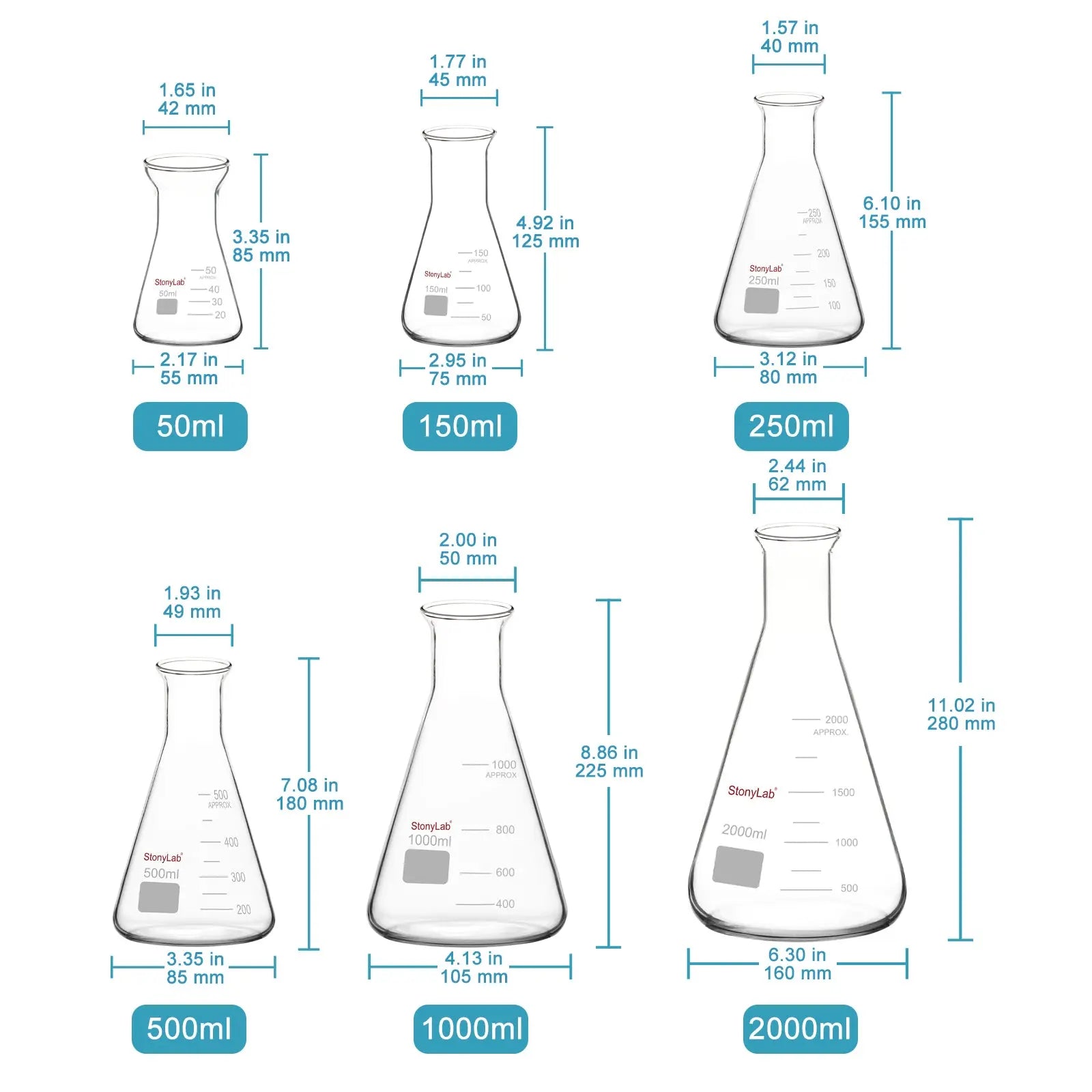 5000-50 | PYREX® 50 ML Narrow Mouth Erlenmeyer Flask With 19/38 Standard Taper Joint | Corning