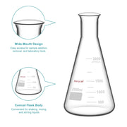 Wide Mouth Erlenmeyer Flask, 50-2000 ml Flasks-Erlenmeyer