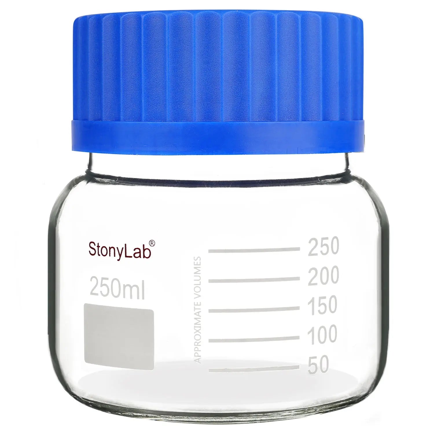 Comprehensive product view and setup components for StonyLab Wide Mouth Media Storage Bottle with GL80 Screw Cap
