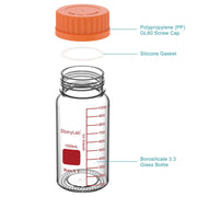 Side view and dimensional layout of the durable StonyLab Wide Mouth Media Storage Bottle