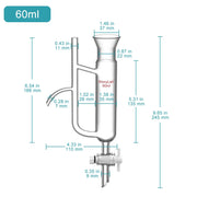 Side view and dimensional layout of the durable StonyLab Wide Mouth Water Oil Receiver Separator