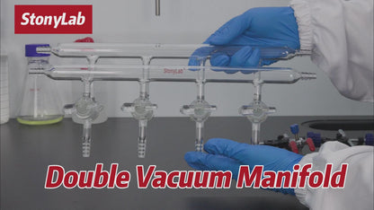 Dual Vacuum Manifold with 5 Glass Stopcocks, 2 Hose Connections per Bank