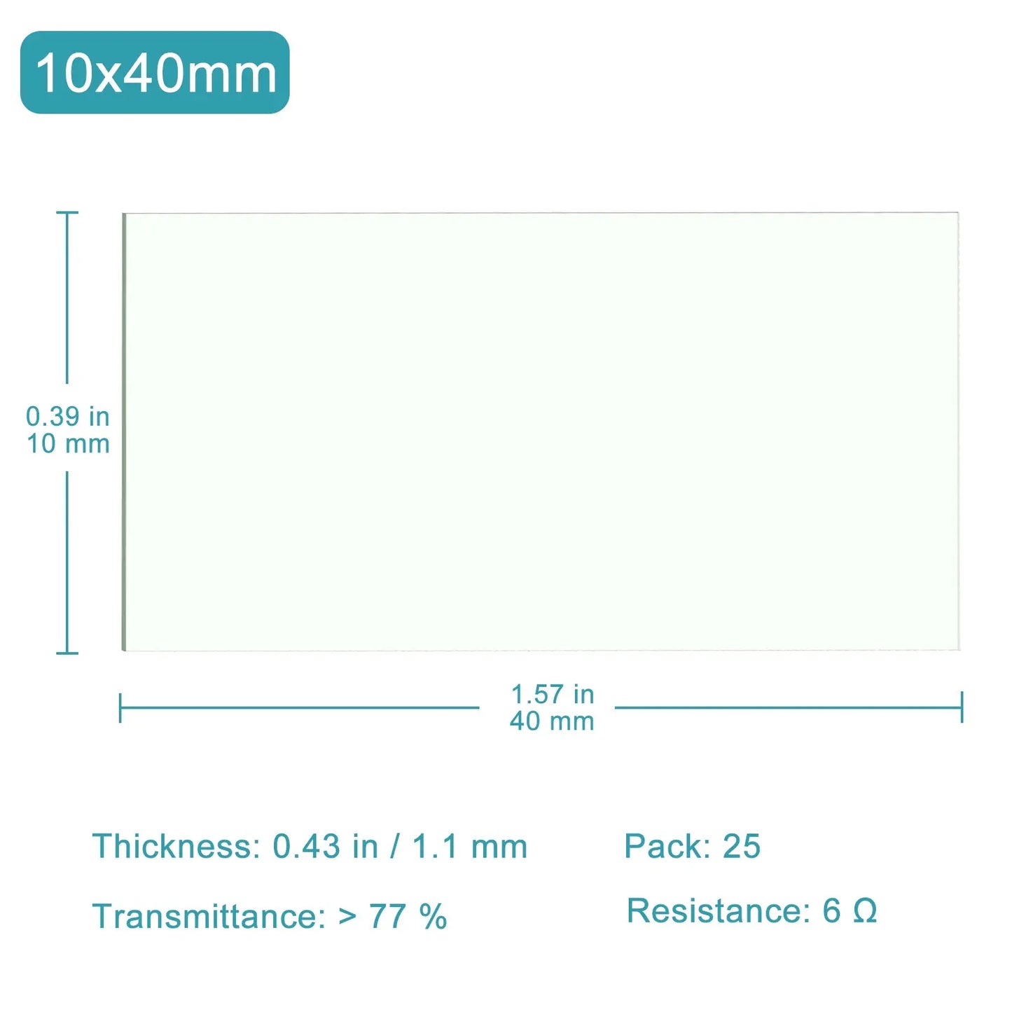 ITO Coated Conductive Glass, Low Resistance 6 ohm/sq, 0.39-1.97 inch, Pack of 25 Conductive Glass