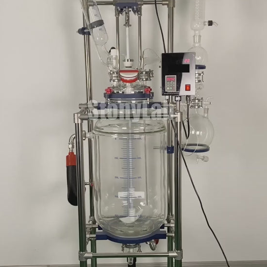 Single or Dual Jacketed Reactor Systems, Glass Reactor 50L