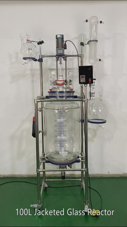 Single or Dual Jacketed Reactor Systems, Glass Reactor 100L